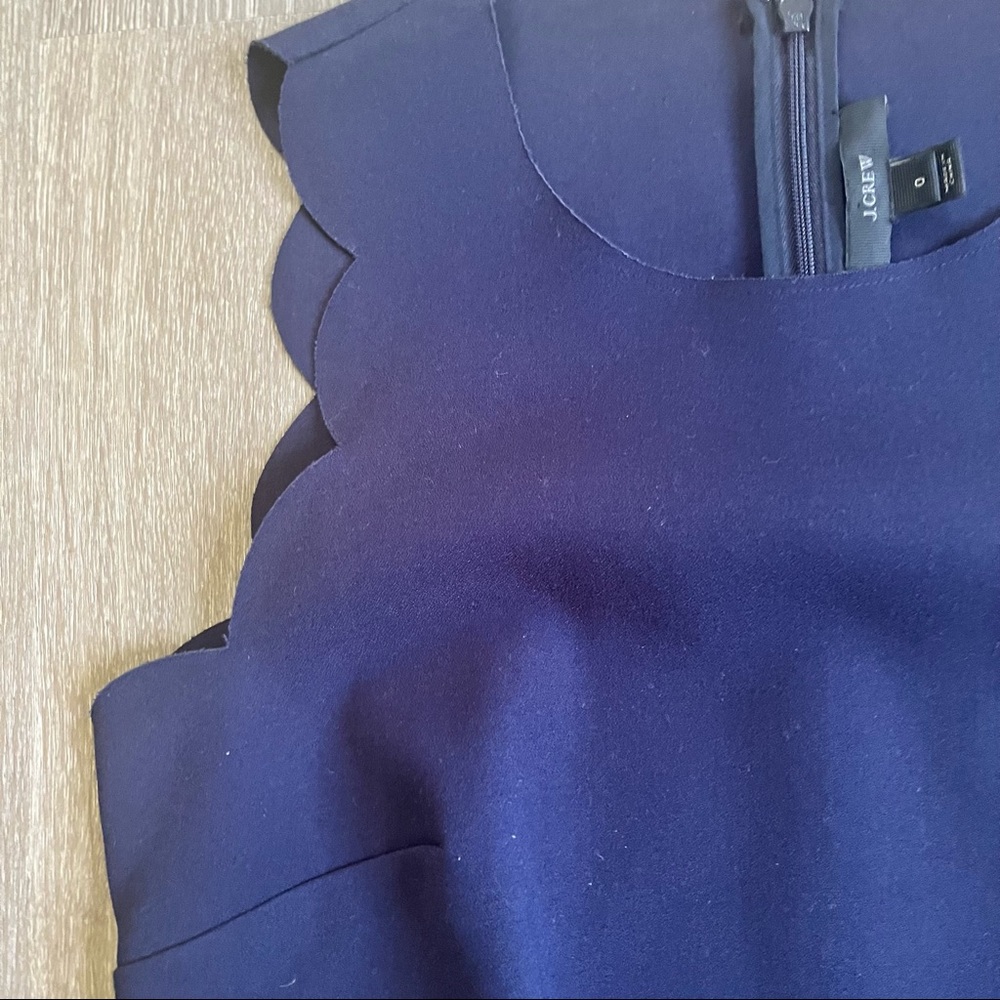 J.crew navy blue scallop shift dress - Picture 5 of 10